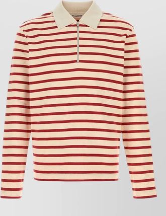 Jil Sander cotton polo shirt striped knit long sleeves