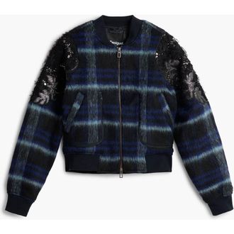 Desigual Sequin Appliqu&eacute; Crop Jacket in Purple at Nordstrom, Size X-Large