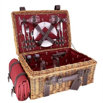 Les Jardins de la Comtesse Cesta de picnic de mimbre y cuero Champs-Elys&eacute;es burdeos 2 personas