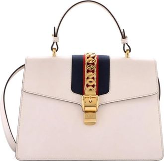 Gucci Sylvie Top Handle Bag Leather Medium satchel - Wit