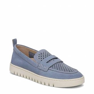 Vionic Womens Uptown Perforated Slip On Loafer In Pacific Blue