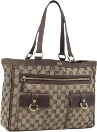 Gucci Pre-owned Vintage GG Canvas Tote - Dames - Vintage Shopper - Bruin - ONE Size - Leer - Vintage