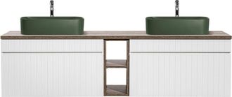 Petits Meubles Mueble lavabo doble 180 cm 2 nichos tableros laminados blanco