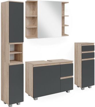 Vicco Conjunto De Muebles De Ba&ntilde;o J-shape, Sonoma, 4 Partes