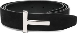 Tom Ford Belts, male, Black, Size: 100 CM T Buckle Flat Belt