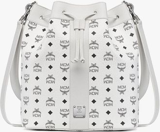 MCM Large Dessau Drawstring Bag in Visetos in White at Nordstrom