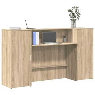 Berkfield Home Reception Desk Sonoma Oak 180x50x103.5 cm Engineered Wood in Brown
