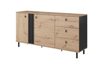 AKL FURNITURE C&oacute;moda efecto madera Crema y Negro