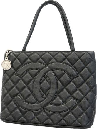 Chanel Black Grained Calfskin Tote Bag (Pre-Owned)