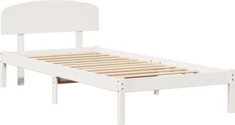 vidaXL Bed Frame with Headboard White 100 x 200 cm Solid Pine wood Vidaxl