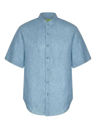 Shanghai Tang Tang shirt - men - Linen/Flax - 54 - Blue