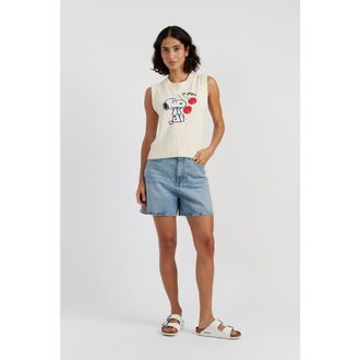Chinti and Parker Cotton Snoopy Cherry Tank in Cream at Nordstrom, Size X-Large