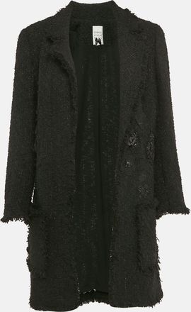 Edward Achour Paris Tweed Applique Detail Open Front Coat