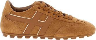 Hogan Beige Runner H693 Suede Leather Sneakers