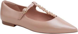 Linea Paolo Corinne Pointed Toe T-Strap Flat in Blush at Nordstrom, Size 6.5