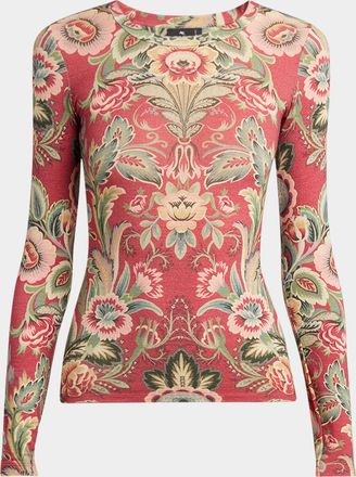 Etro Floral Jersey Long-Sleeve T-Shirt