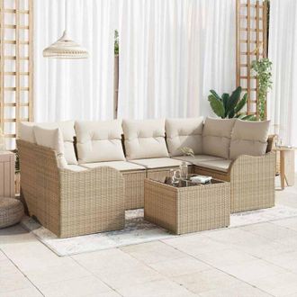 vidaXL Vidaxl - Conjunto De Sof&aacute; De Jard&iacute;n 7 Pcs Beige 55 X 55 X 37 Cm