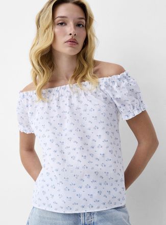 Icone Womens Touch of linen off-the-shoulder T-shirt