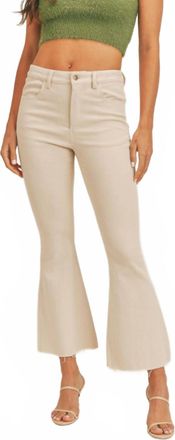 Sadie & Sage High Waisted Denim Flare Jeans In Oatmeal