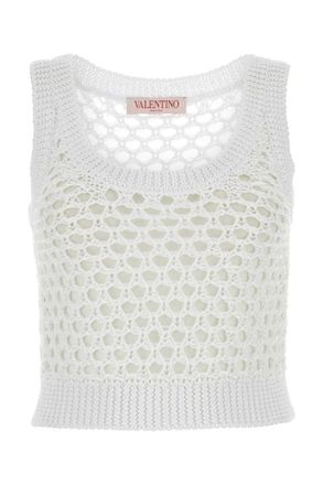 Valentino White mesh Valentino Garavani Escape crop-top