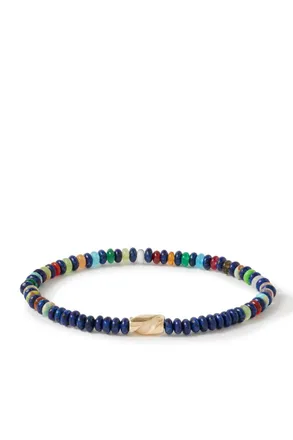 Luis Morais 14-Karat Gold, Lapis Lazuli and Agate Beaded Bracelet