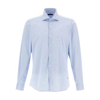 Fay Reguliere Popeline Stretch Overhemd - Heren - Zakelijke Overhemden - Blauw - 3XL - Katoen - Overhemden