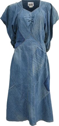 Comme Des Gar&ccedil;ons Comme Des Gar&ccedil;ons X Junya Watanabe Patchwork Midi Dress in Blue Cotton