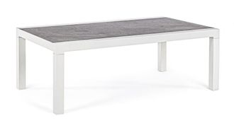 BIZZOTTO Mesa de centro de aluminio con tapa de cer&aacute;mica 120x70 lunar
