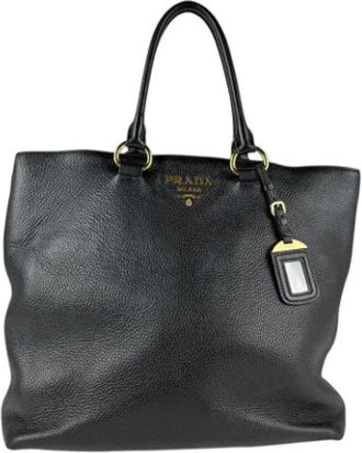 Prada Pre-owned Tote Bags, female, Black, Size: ONE SIZE Pre-owned Leather prada-bags