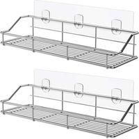 OEM Cesta Para Ducha, Estante De Ba&ntilde;o, Cesta, Especiero Para Ba&ntilde;o Y Cocina, Acero Inoxidable Sus304, No Requiere Taladrar - Juego De 2 - Crezuo