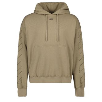 Off-white Mens Off Stitch Skate Hoodie Beige Cotton - Size X-Small