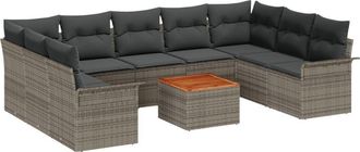 vidaXL Vidaxl - Garden Sofa Set with Cushion Manual 10 pcs Grey 55 x 55 x 37 cm