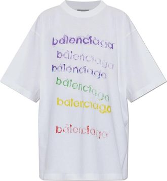 Balenciaga Logo T-shirt - Dames - T-shirts - Wit - XS - Katoen - Tops