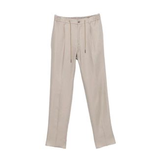 Tagliatore Suit Trousers, male, Beige, Size: XL Straight Leg Trousers