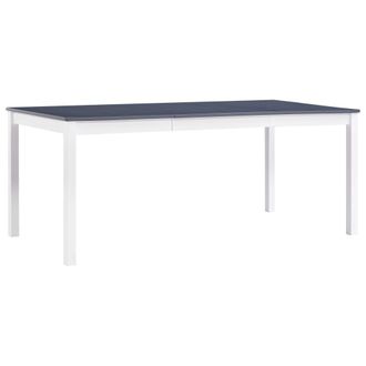 Berkfield Home Dining Table White & Grey 180x90x73 cm Pinewood | Size: 180 x 90 x 73 cm