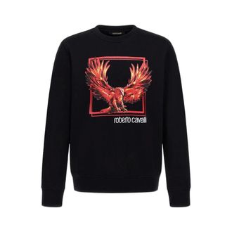 Roberto Cavalli Sweatshirts, male, Black, Size: XL Printed sweatshirt