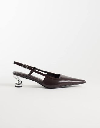 JW PEI Hannah d&eacute;collet&eacute; slingback con cinturino a T marrone scuro