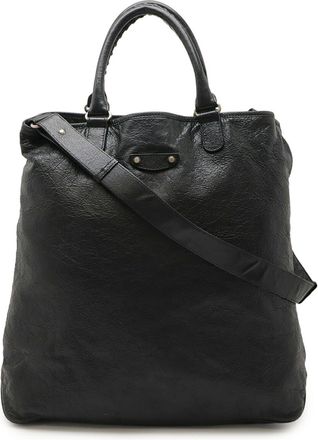 Balenciaga Black Leather Shoulder Bag Tote Bag (Pre-Owned)