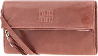 Miu Miu Womens Antiqued Pink Leather Pouch Antico Extra-Accessori Accessory