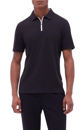Bugatchi Quarter Zip Polo in Black at Nordstrom, Size Medium