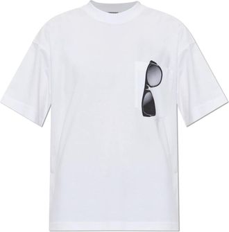 Moschino Tops, Dames, Wit, XS, Katoen, T-shirt met zak