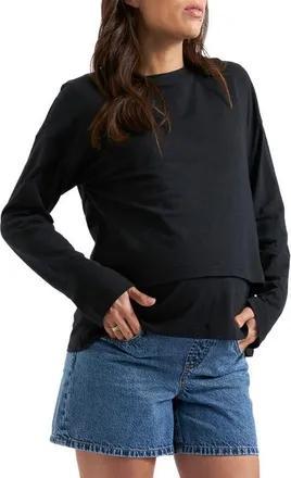 Ripe Claud Long Sleeve Nursing Top in Black at Nordstrom, Size X-Large