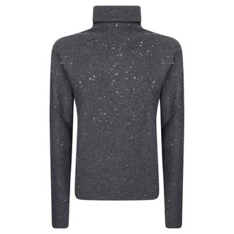 Antonelli Etruria Dolcevita Paillettes - Dames - Truien - Grijs - Maat: S Wol