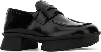 Prada Womens Leather Platform Loafer Black Calfskin