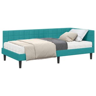 vidaXL Estructura De Cama Esquina Con Colch&oacute;n 2 Pcs Tuquesa Terciopelo Vidaxl