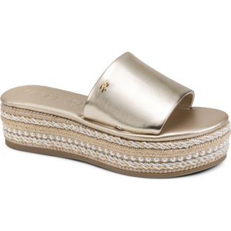 Karl Lagerfeld Keswick Espadrille Platform Wedge Slide Sandal in White Gold at Nordstrom, Size 7.5
