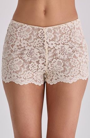 House of CB Margot Vintage Corded Lace Micro Shorts in Vintage Cream at Nordstrom, Size X-Large