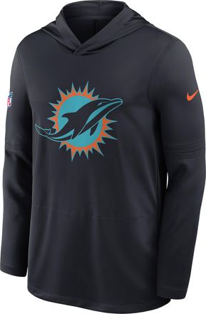 Nike Miami Dolphins Rivalries Collection Sideline Nike Mens Dri-FIT NFL Long-Sleeve Hooded Top in Blue | 03B94FA9P-EKM