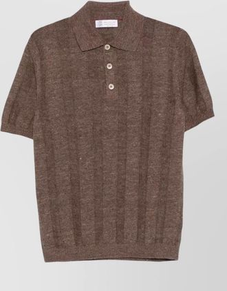 Brunello Cucinelli linen blend ribbed polo shirt