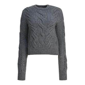 Sportmax Radio Crewneck Sweater - Dames - Ronde hals truien - Grijs - L - Wol - Truien & Vesten